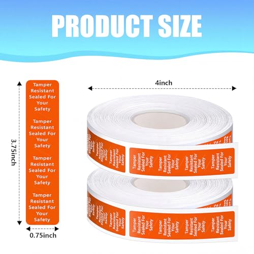 Outus 1000 Pcs Tamper Evident Labels Rolls Adhesive Safety Stickers 0.75 x 3.5'' Tamper Evident Tape for Security Food Delivery Bag Closure Container Box Jar Mailing Packaging Sealing (Orange) - color: Orange