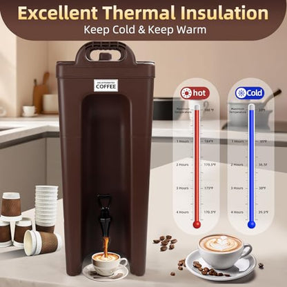 YUANHAO 5 Gallon Insulated Beverage Dispenser with Spigot | Commercial Hot & Cold Drink Dispenser for Coffee, Tea, Lemonade，7-Hour Temp Control, Ideal for Parties, Events & Office - size: 5 GAL