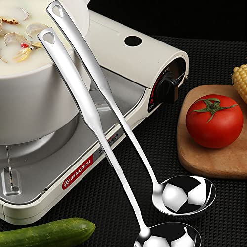 Siaiqiang Soup Ladle,11.8 Inch 18/10 Stainless Steel Heavy Duty Large Gravy Ladle,Kitchen Accessories for Stirring,Soups,Cooking,Sauces,Chili,Stew(1pack)