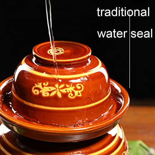 ZHOUXIAO China Fu Pickle Jar Ceramic Jar with Lid,Traditional Chinese Fermentation Kit Crock with Water Seal Airlock Lid, Fermentation Jar for Kimchi,Sauerkraut,Kombucha Jar 3KG