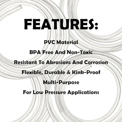 50 Feet PVC- 1/4" ID Clear Vinyl Tubing Food Grade Multipurpose Tube for Beer Line, Kegerator, Wine Making, Aquaponics, Air Hose - size: 1/4" ID, style: 50 Feet