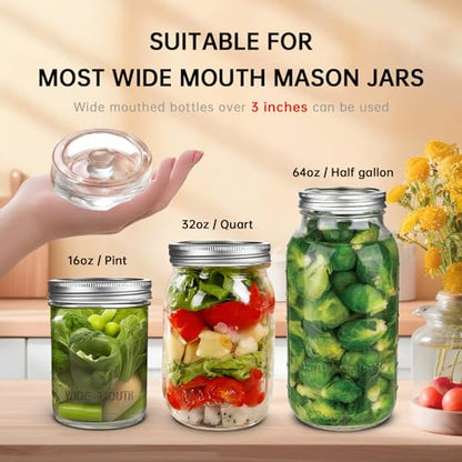 6Pcs Wide-Mouth Fermentation Glass Weight Set With Easy Grip Perfect For Home Brewing, Pickling, Canning, Fermented Fruits, Sauerkraut, Kimchi And More. (6)