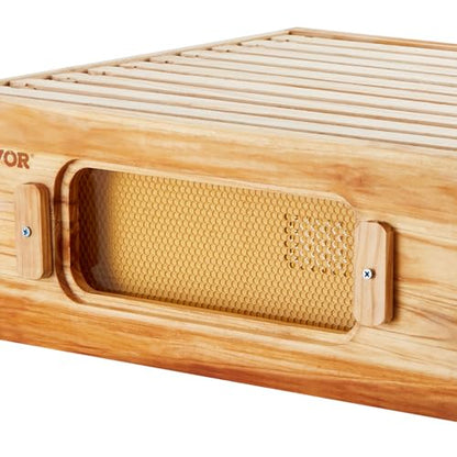 Bee Hive 40 Frame Bee Hives Starter Kit, Beeswax Coated Cedar Wood, 2 Deep + 2 Medium Bee Boxes Langstroth Beehive Kit, Transparent Acrylic Windows with Foundations for Beginners Pro Beekeepers Stur