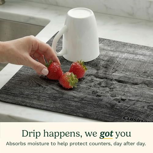 Cuisinart Coffee Mat for Countertop (2 Pack)-Quick-Dry Absorbent Coffee Bar Mat for Espresso Machines & Brew Stations, Also Use as a Dish Drying Mat on Kitchen Counter, Non-Slip, Easy Care, 15” x 20” - color: Charcoal