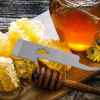 Kisangel Stainless Steel Hive Scraper and Beekeeper Tool for Beehive Cleaning with Curved Edge, Multifunctional Beekeeping Scraper and Frame Lifter for Apiary Maintenance