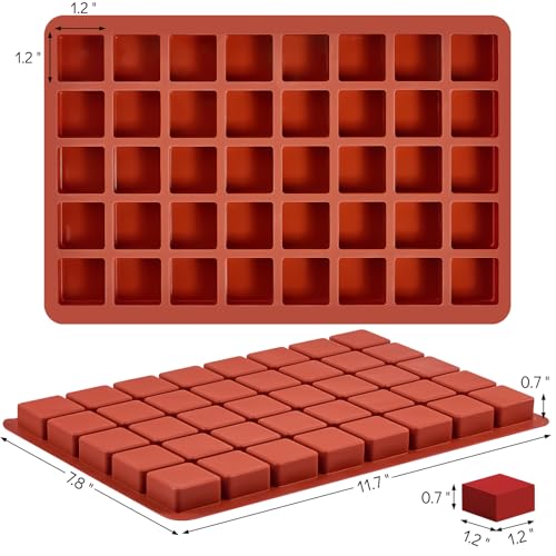 Puyeipt 2 Pack Square Silicone Candy Molds, 40-Cavity Jello Molds, Mini Cube Molds for Caramel, Truffles, Ganache, Gummy, Chocolate, Ice Cube - style: 80 Cavities