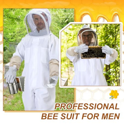 30 Pcs Beekeeping Starter Kit Bees Keeper Starting Kit All Bee Suit Gloves Hive Boxes Storage Bag Beekeeper Supplies Tools for Beekeepers Men Women(L) - size: L