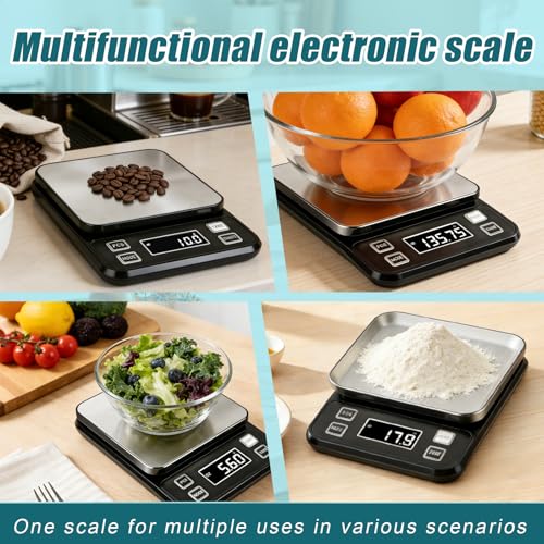 Digital Food Scale 11lb/5kg, Waterproof Kitchen Scale, Tare Function and 2 Power Options with Batteries, Stainless Steel Gram Scale for Cooking and Baking - size: 0.1g/11 lb Rechargeable