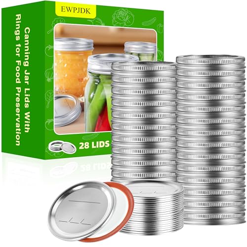 EWPJDK 56PCS Canning Lids with Rings For Mason Regular Mouth, Jars Lids With Rings/Bands Mason Jars For Canning Food Fruits DIY Food Grade Material(70mm, 28Lids + 28Rings for Regular Mouth Jar) - size: 70mm