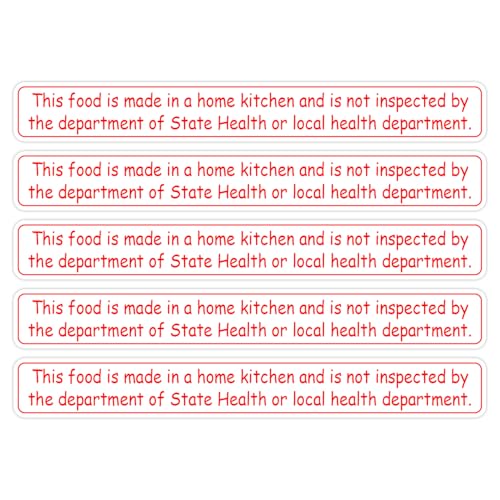 Home Kitchen Food Safety Labels Food is Made in a Home Kitchen Stickers, 100 PCS, Not Health Department Inspected Disclaimer Stickers (Red) - color: Red