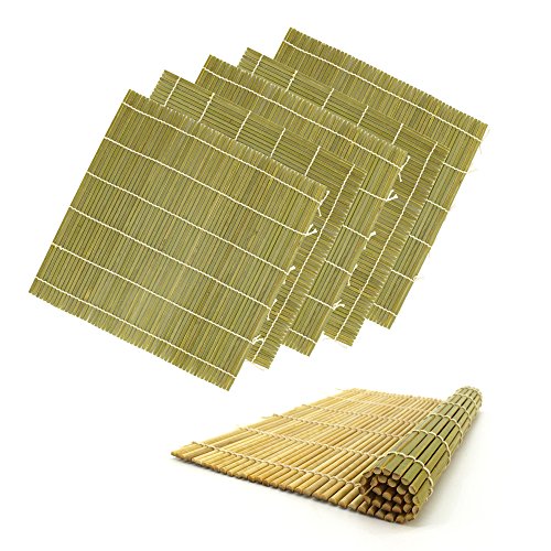 BambooMN 6x Green Bulk Professional Grade Bamboo Sushi Making Rolling Mats 10.6" x 10.6", All Natural Bamboo - color: Green, size: 10.6 Inch x 10.6 Inch