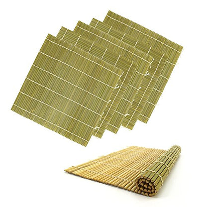 BambooMN 6x Green Bulk Professional Grade Bamboo Sushi Making Rolling Mats 10.6" x 10.6", All Natural Bamboo - color: Green, size: 10.6 Inch x 10.6 Inch