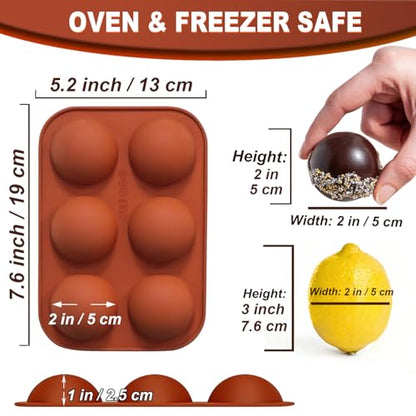Lerykin 6 Holes Medium Semi Sphere Silicone Molds, 3 Packs Half Sphere Silicone Baking Molds for Making Chocolate, Cake, Jelly, Dome Mousse - color: 6 Medium ( 3 Pack )