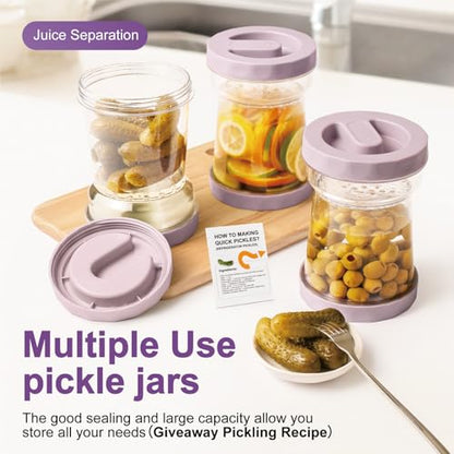 Pickle Jar with Strainer, 38oz Airtight Pickle Container for Olives | Tritan Flip-Strainer Pickle Keeper, Pickle Organizer for Pickles, Kimchi, Jalapeños & Refrigerator Storage, BPA-Free