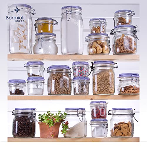 Bormioli Rocco Fido Collection, 2 Pack, 33¾ Oz. Food Storage Glass Jars, Airtight Rubber Seal & Glass Lid, With Stainless Wire Clamp, Made In Italy. - size: 33.75 oz