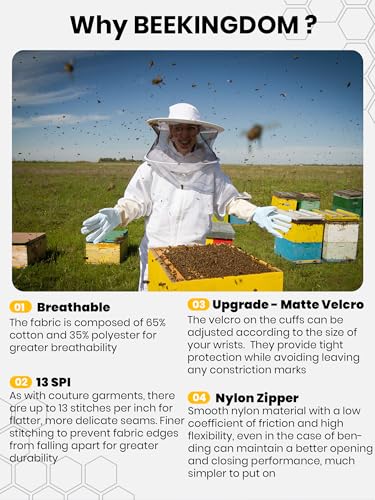 Professional Bee Suit for Men & Women Sting Proof, Round Veil Beekeeping Suits with Glove, Vented Beekeeper Suit for Backyard, Adult Bee Suits for Apiarist Work(XL fit 5'7''-5'11'')