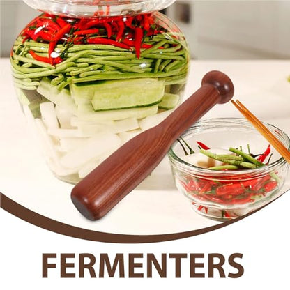 2Pcs Vegetable Fermentation Tamper Wooden Sauerkraut Tamper Manual Fermentation Tool Pickle Masher Pounder Vegetable Fermenting Stick Sauerkraut Pounder