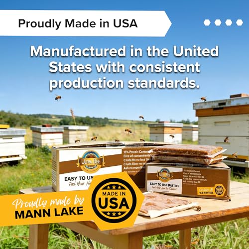 Mann Lake Ultra Bee Pollen Substitute Patties, High Protein Honey Bee Food with Vitamins & Amino Acids for Spring, Fall Brood Boost & Winter Colony Survival, Animal Byproduct Free, Made in USA, 10 Lbs - size: 10 Pound (Pack of 1), style: Ultra Bee