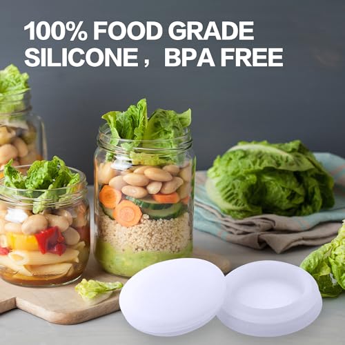 Wide Mouth Mason Jar Lids - Large Mouth Canning Lids Fit for All Wide Mouth Mason Jars,Food Grade Silicone Mason Jar Caps,Dishwasher Safe,Leak Proof Reusable Jar,2 Pack - color: White-2 Pack