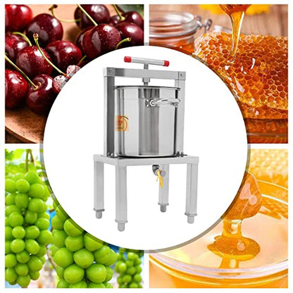 Manual Honey Press Extractor DIY Honey Extractor Beekeeping Stainless Steel Household Manual Honey Press, Manual Press for Wine Honey and Juice Making, Capacity 13.25L (Silver) (Silver)