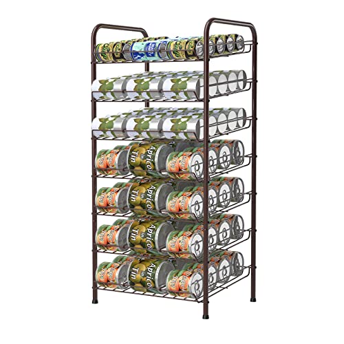 Vrisa Can Organizer for Pantry 7-tier Can Dispenser Rack Holde up to 84 Cans Multifunctional Can Holder for Canned Food Storage Kitchen Cabinet or Pantry Shelf Rustic Brown - color: Rustic Brown, size: 7 Tier