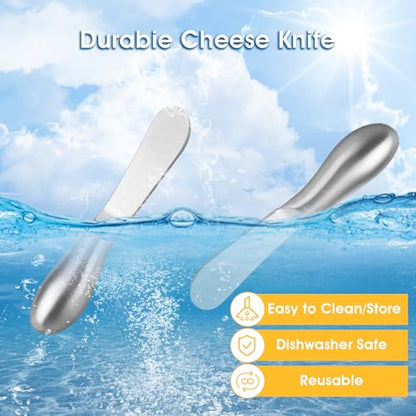 WLLHYF 8 Pcs Cheese Spreader Knives, Mini Cheese and Butter Spreader Knife Set Stainless Steel Sandwich Cream Cake Butter Knives for Christmas Thanksgiving Day