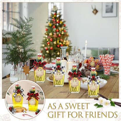 4 Pack 8oz Christmas Vanilla Extract Bottles with Swing Top Flask Whiskey Pocket Glass Flask for Homemade Vanilla Extract Lemon Kombucha Water Apply Christmas Wedding Gift