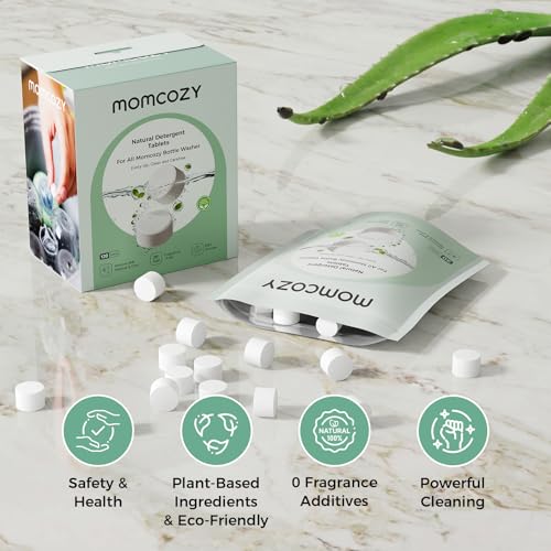 Momcozy Official Natural Detergent Tablets for Baby Bottle Washer, Powerful Plant-Based Formula, Safe & Residue-Free Washing Block, 120 Tablets