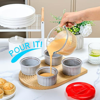 2-Cup High Borosilicate Glass Measuring Cup with Lid for Kitchen | Glass Measuring Beaker with Handle, Measuring Cups with Lid for Liquids, Ideal for Baking, Cooking, Mixing, and Heating - size: 2-Cup