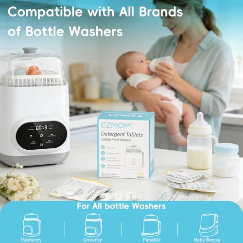 Bottle Washer Detergent Tablets, 120 Count Universal Detergent Soap Tablets, Deep Cleaning Washing Block, Compatible with All Brands of Baby Bottle Washers