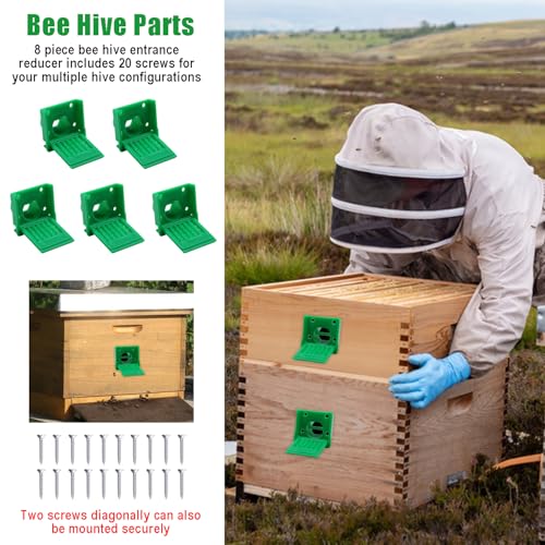 8 Pcs Bee Hive Entrance Reducer, Portable Beehive Entrance Reducer, Green Square Bee Hive Mouse Guards, Entrance Gate Bee Supplies for Beekeepers Beekeeping Tool - color: Green