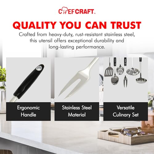 Chef Craft Select Meat Cooking Fork, 12 inch, Stainless Steel - size: 12 inch, style: Meat Cooking Fork