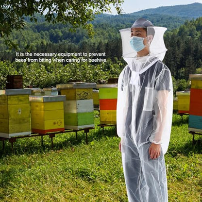 Haofy Bee Suit for Men Women Sting Proof Beekeeping Suit with Round Veil Hat Beekeeper Costume Ventilated Hood Bee Outfit for Backyard and beekeeping supplies (L)