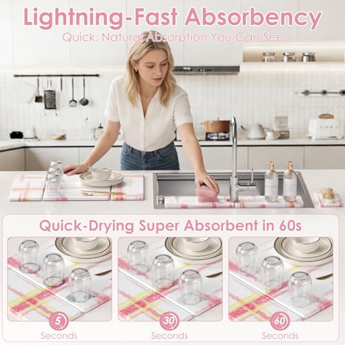 3 PCS Large Stone Dish Drying Mat for Kitchen Counter -24"x16" Absorbent Diatomaceous Earth Mat with Stone Faucet Mat & Soap Tray - Quick Dry, Collapsible, Non-Slip Countertop Organizer - color: pink gold texture