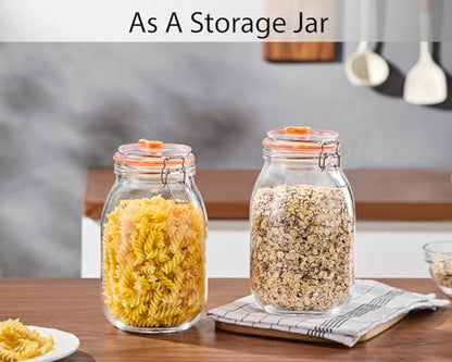 1.8L Wide Mouth Fermentation Jars with Airlocks, 2-Pack | Wide-Mouth Glass Jars with Self-Burping Airlocks for Sauerkraut, Kimchi, Pickles, Mead, Cider and Other Homemade Ferments