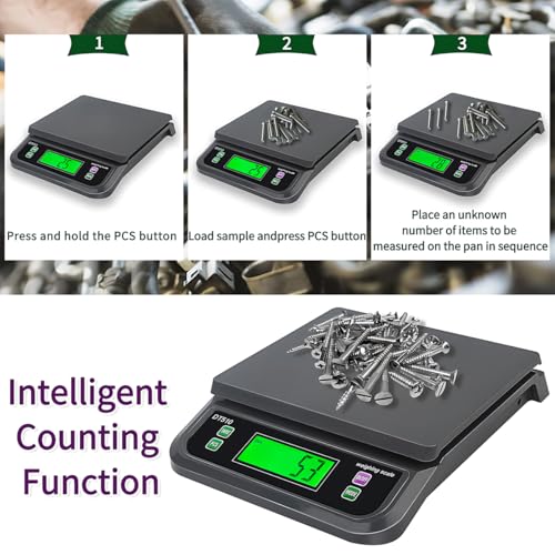 66LB 30kg Large Digital Kitchen Scale Food Scale for Baking Cooking Bread Meat Scales with Tare and Prep Counting LCD Display with Adapter, 6 Unit (Grey, 30kg) - color: Grey-30kg, size: Grey-30kg