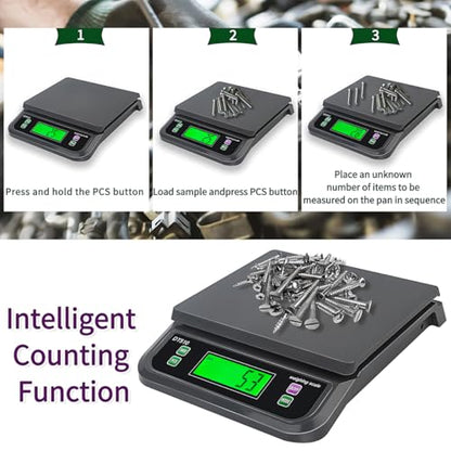 66LB 30kg Large Digital Kitchen Scale Food Scale for Baking Cooking Bread Meat Scales with Tare and Prep Counting LCD Display with Adapter, 6 Unit (Grey, 30kg) - color: Grey-30kg, size: Grey-30kg