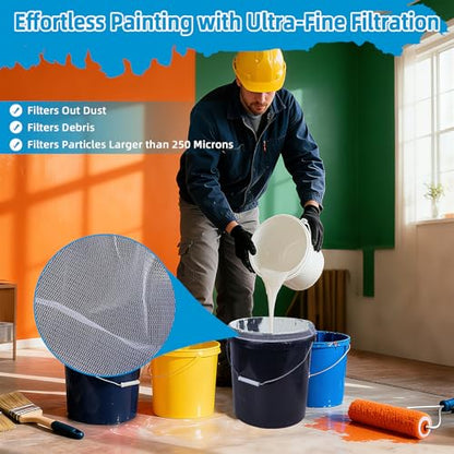 10 Pcs Paint Strainer Bags 1 Gallon- Premium Nylon Paint Filter with Elastic Top, Fine White Mesh for Smooth Painting & Gardening, Disposable Strainer for Paint Bucket & Hydroponics