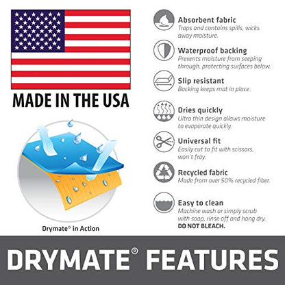 Drymate Jumbo XL Dish Drying Mat (19”x24”), Low-Profile, Super Absorbent, Quick Dry Fabric, Waterproof & Slip-Resistant, for Kitchen Counter, Trimmable, Easy to Clean (USA Made)(Indigo) - size: 19" x 24"