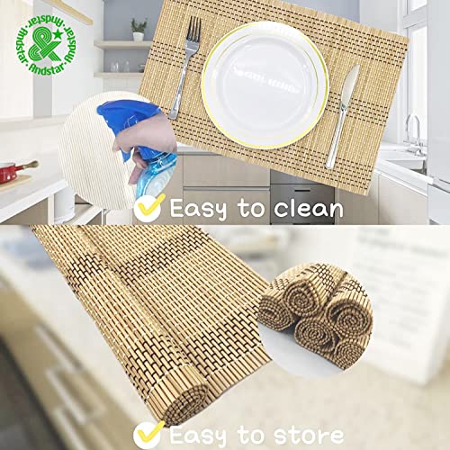 Set of 8 Pcs Bamboo Placemats Natural Anti-Slip Bamboo Placemats Washable Heat-Resistant Table Mats for Dining Room and Kitchen(Beige) - color: Beige, size: Set of 8 Placemat 17.7 x 11.8 inch