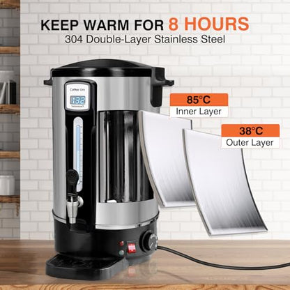 Commercial Coffee Urn 100 Cups（20L, Stainless Steel Large-Capacity Coffee Maker for Catering, Events, Offices & Restaurants, Fast Brew & Keep Warm Function - size: 20L