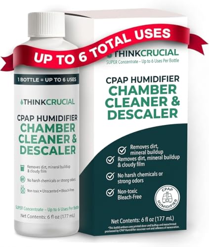 Think Crucial 6x Uses CPAP Cleaner & Descaler for Humidifier Chambers – Super Concentrated Cleaning Descaling Solution for CPAP Water Tanks – Unscented – 6 oz