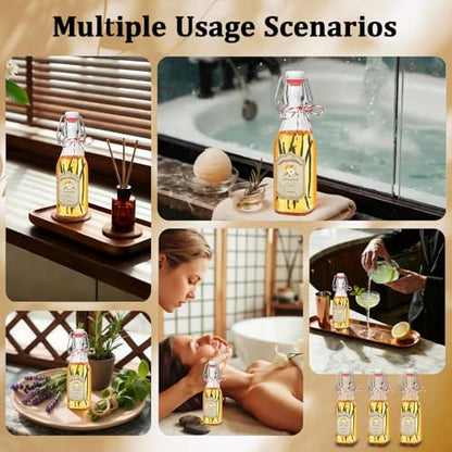 8oz Swing Top Glass Bottles for Vanilla Extract - 10 Pack Airtight Square Clear Jars with Leak-Proof Lids, DIY Kit with Stickers & Funnel - color: 10PC-8OZ-Square
