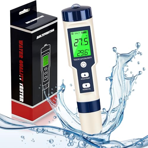 PH Meter for Water 5 in 1 PH Temp TDS and EC Meter,Salinity Meter,PH Tester Digital,TDS Meter Digital Water Tester&Pool Salt Tester for Swimming Pool. - size: 5 in 1