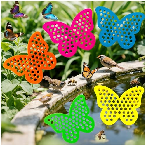 Floating Bee Island Watering Station - 5 Pack, Bee-Friendly EVA Foam, No Sinking, Drowning-Proof, Fade-Proof, Pre-Cut, Birdbath, Pools & Garden Hydration Solution for Pollinators (Butterfly) - size: Butterfly