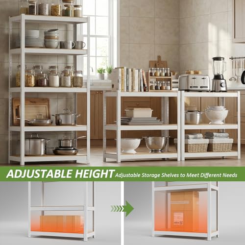 Durstruct 5 Tier White Metal Shelving Unit 24" W×16" D×60" H Adjustable Storage Utility Rack Heavy Duty Shelves Organization Multipurpose Shelf for Pantry Closet Kitchen Garage Bathroom - size: 24" W x 16" D x 60" H