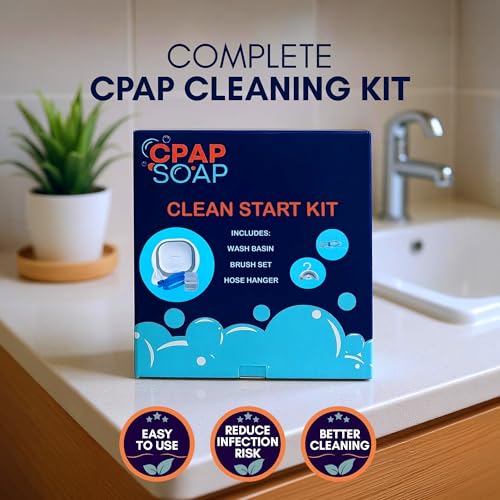 CPAP Cleaning Kit and Supplies for Mask, Hose, and Accessories - 1-Gallon Collapsible Wash Basin, 6ft Brush Set, Hose Hanger with Suction Cup - CPAP Soap Clean Start Kit by Liviliti