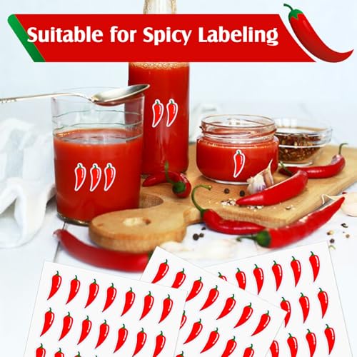 700 Pcs Spicy Stickers, Red Hot Chili Pepper Stickers Waterproof Vinyl Self Adhesive Spicy Level Indicator Labels Grocery Store Food Warning Spicy Labels for Scrapbooking Kids DIY Calendar Crafting