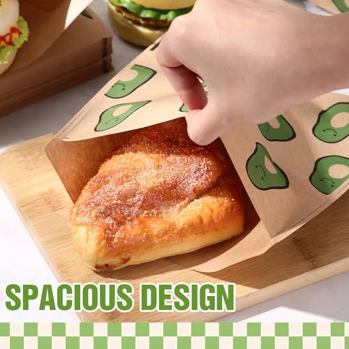 Epakh 200 Pack Paper Sandwich Bags Avocado Design 8 × 8 Inch Happy Food Storage Recyclable Grease Resistant Disposable Snack Bags for Family Home Use - style: Avocado