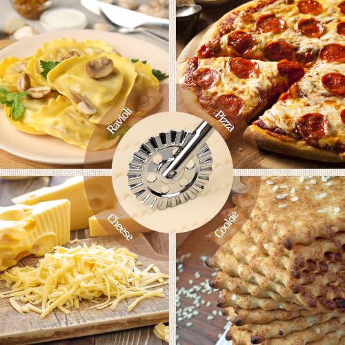 Long Handle Large Cutter Wheel - Exquisite Wooden Handle, Perfect for Pasta, Pizza, Ravioli, Pastry,Cookie - Versatile Crinkle and Biscuit Cutter for Effortless Slicing - color: Long Handle Large Cutter Wheel